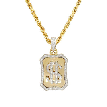 Yellow Diamond Dollar Sign Pendant 10k Yellow Gold 0.25 Ctw